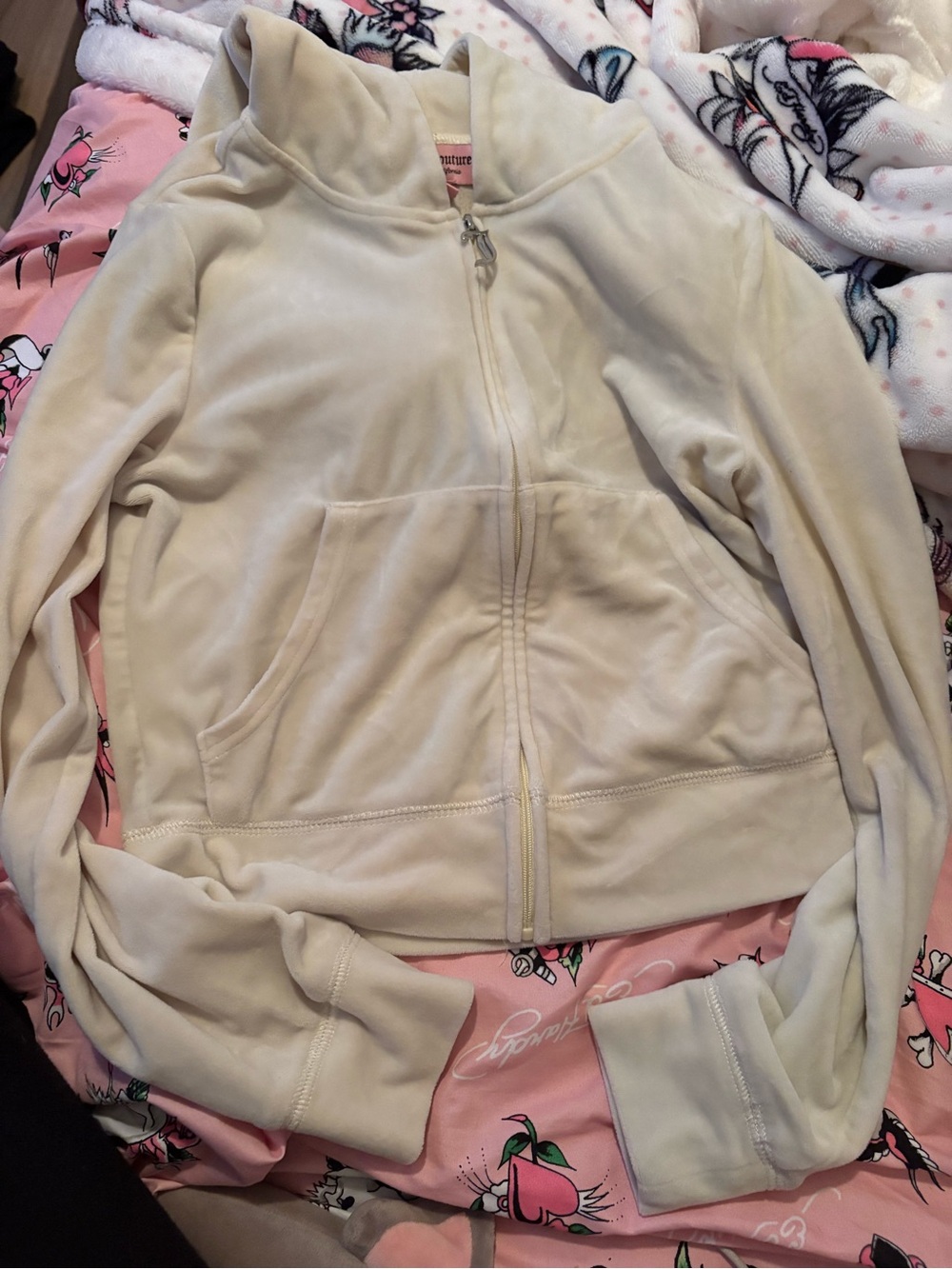 Juicy Couture Cream Hoodie with Pink Label
